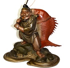 бронзовая статуэтка Эбису, одного из Семи Богов Счастья, Япония, 1890-е гг.
