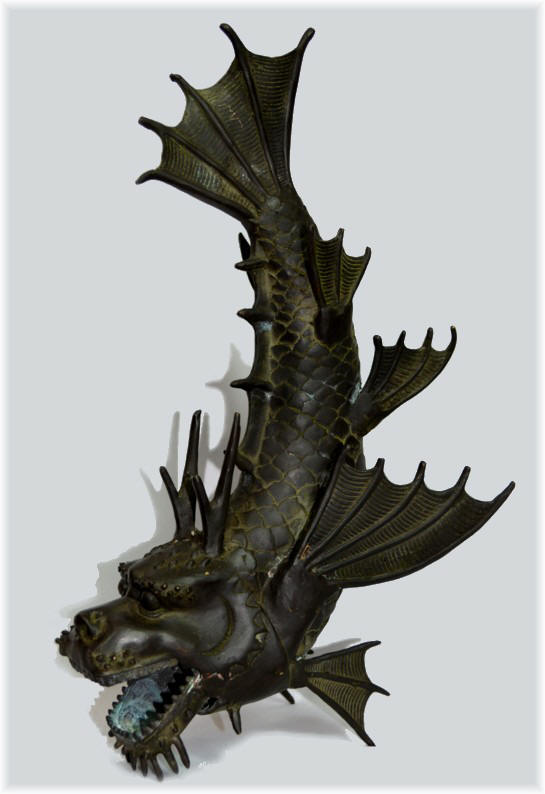 японкий антиквариат: бронзовая фигура-оберег в виде Морского Дракона, эпоха Эдо