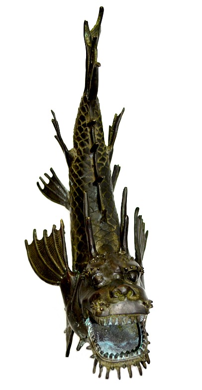 японская антикварная бронзовая фигура Морской Дракон