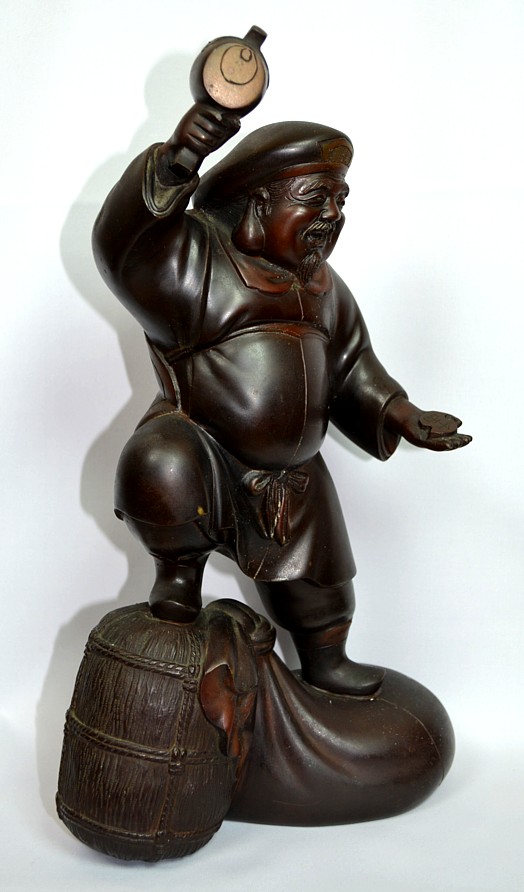 японская антикварная бронза: фигура Бога Удачи ДАЙКОКУ, 1900-е гг..