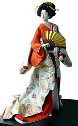 японская традиционная кукла Дама с веером в руке, 1970-е гг.