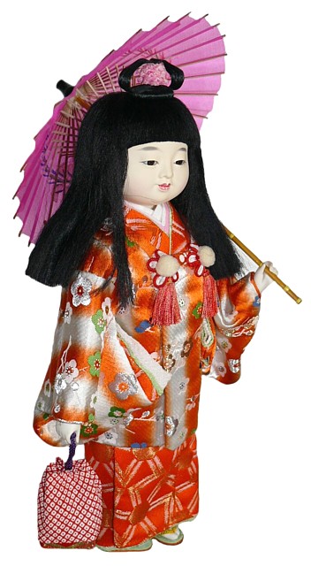 Девочка с зонтиком и сумочкой, японская кукла, 1960-е гг.
