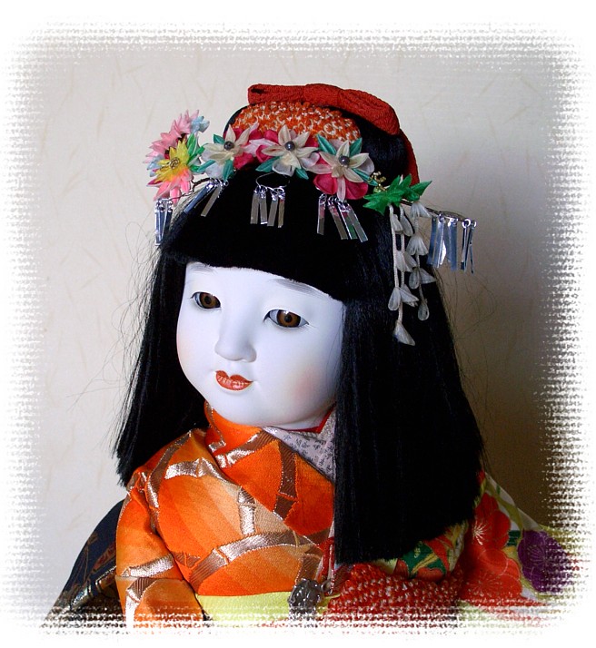 Антикварная авторская японская  кукла  Девочка в кимоно