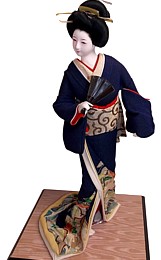 Антикварная японская кукла Юная дама с веером в руке, 1920-30- егг.