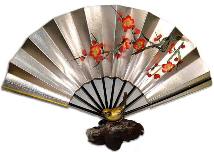 японский традиционный веер с авторским рисунком, 1950-е гг.