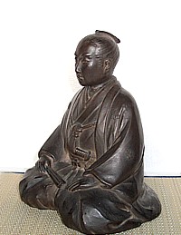 самурай с веером, японская портретная статуэтка, 1930-е гг.