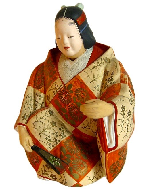 японская антикварная статуэтка из керамики по мотивам пьесы театра масок НО-О