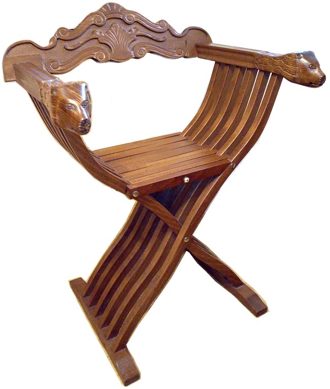 резное деревяное складное кресло, Япония