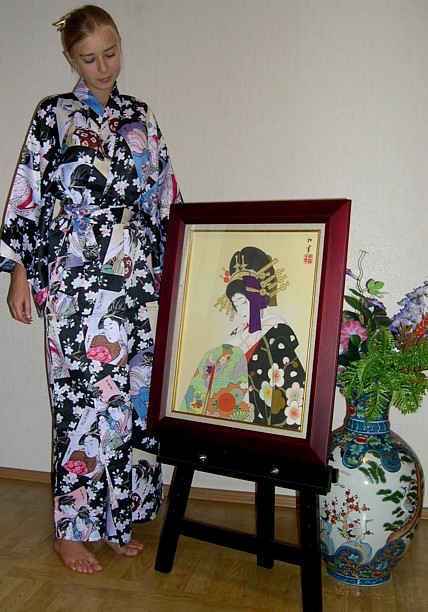 Ояма, японская картина шелке Уэмура Шоен, 1920-е гг.