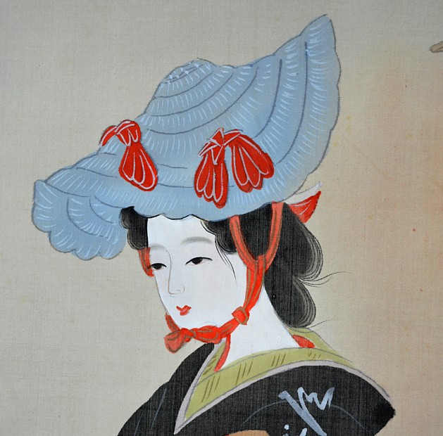 японский рисунок на свитке Гейша, 1900-е гг.