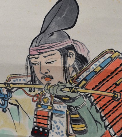 самурай, японский рисунок на свитке, деталь