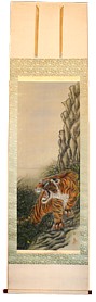 Тигр в горах, японская картина-свиток