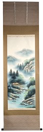 японская картина Весеннее утро в горах