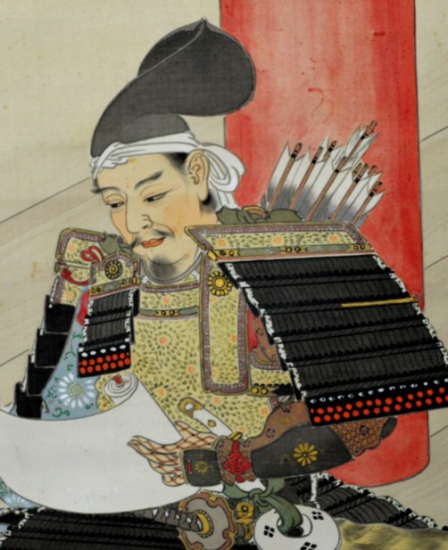 японский рисунок на свитке Самурай с письмом, эпоха Эдо