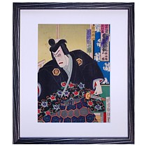 японская гравюра укиё-э Самурай в черном кимоно, 1889-й г.