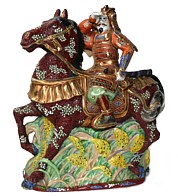  фарфоровая статуэтка Самурай на коне, японский антиквариат