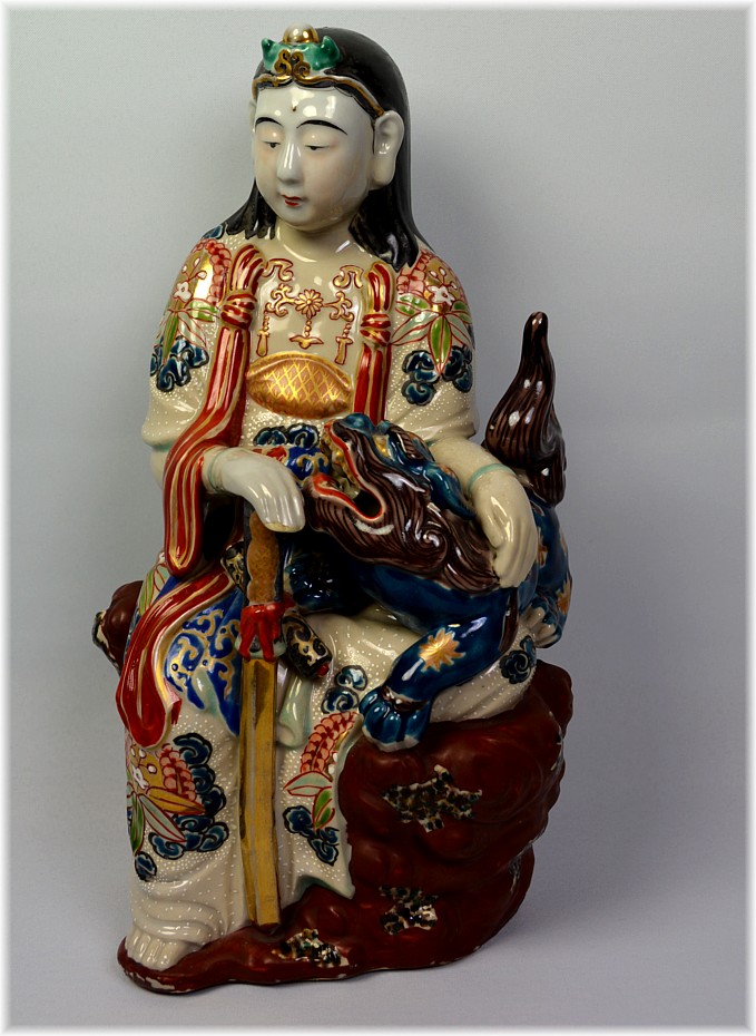 Бодхисатва Мондзю, японская антикварная фарфоровая фигура,  1850-е гг.