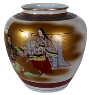японская антикварная фарфоровая ваза с круговой росписью