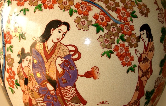 японская антикварная ваза Имари, деталь рисунка