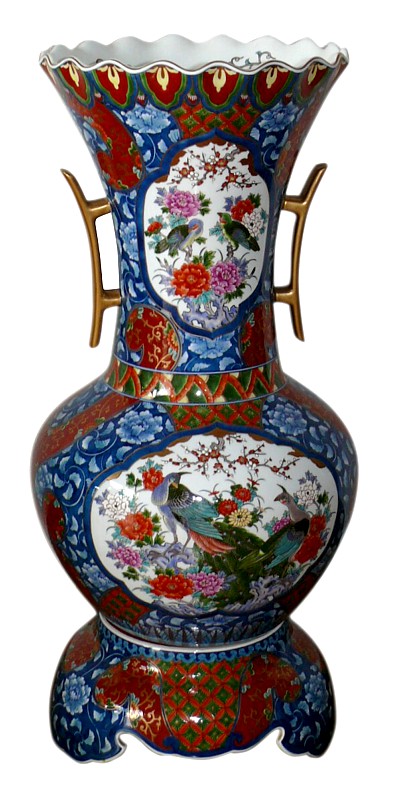 японская антиварная напольная ваза с золотыми ручками, 1880-е гг. 