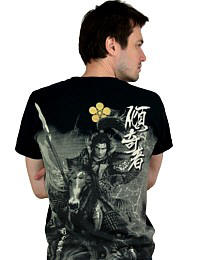 японская футболка с изображением всадника самурая с копьем