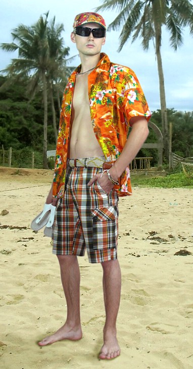 мужская плажная рубашка гавайского стиля