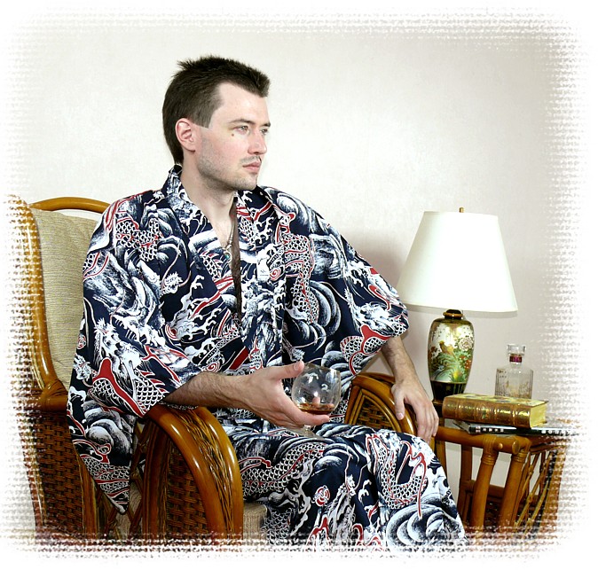 японская одежда: юката. Мужской халат-кимоно