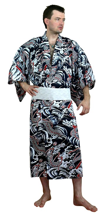 японская мужская юката и пояс оби