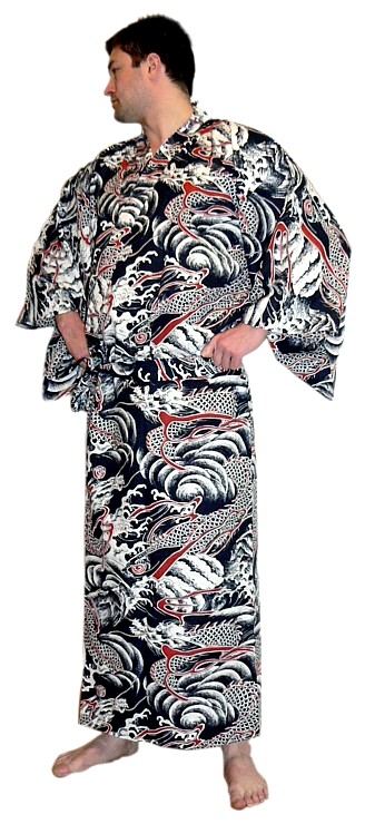мужской халат-кимоно, хлопок 100%,  сделано в Японии