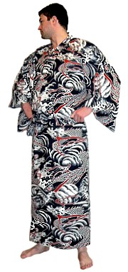 японское традицинное мужское кимоно из хлопка (юката)