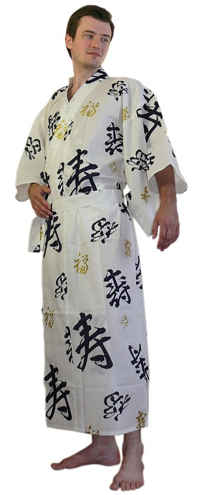 мужское кимоно, халат-кимоно с дизйаном из иероглифом