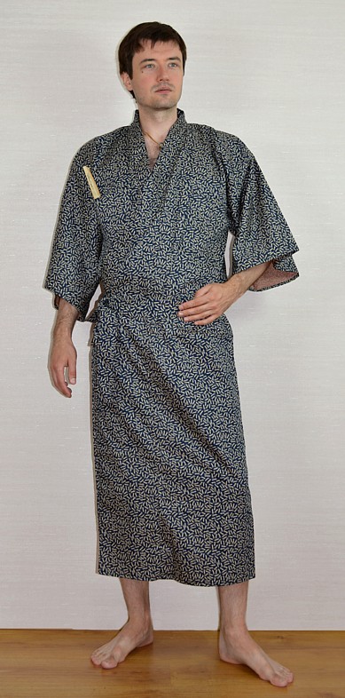 юката, японский мужской халат-кимоно, хлопок 100%, сделано в Японии