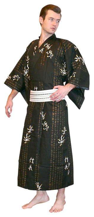 японское мужское кимоно -  юката, хлопок 100%