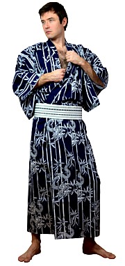 мужской халат- кимоно из хлопка, сделано в Японии