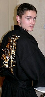 мужской халат- кимоно с вышивкой, хлопок 100%, сделано в Японии