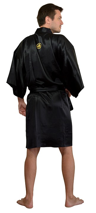 мужской шелковый короткий халат-кимоно, сделано в Японии