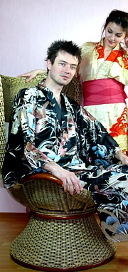 мужской шелковый халат- кимоно