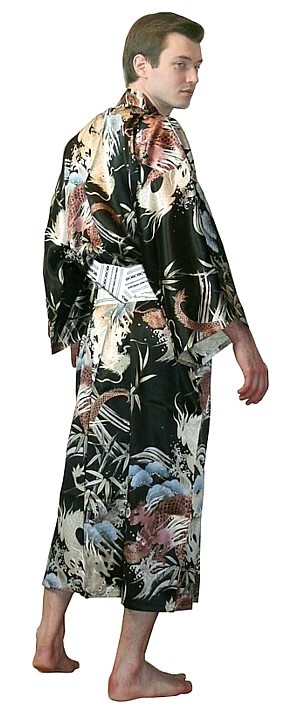 шелковый  мужской халат -  кимоно