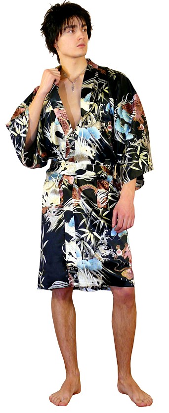 шелковый мужской халат, сделано в Японии