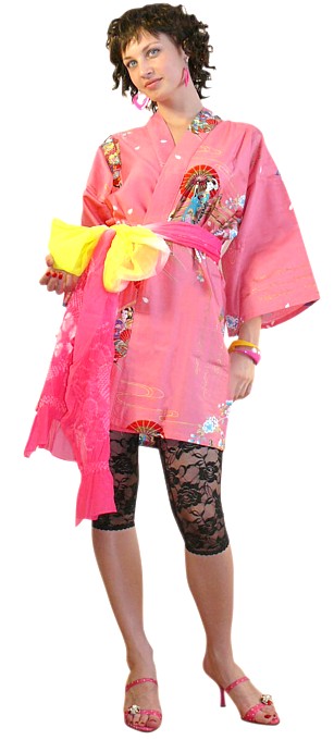 японское кимоно мини Майко, розовое