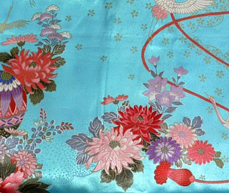 рисунок ткани японского халата-кимоно бирюзового цвета