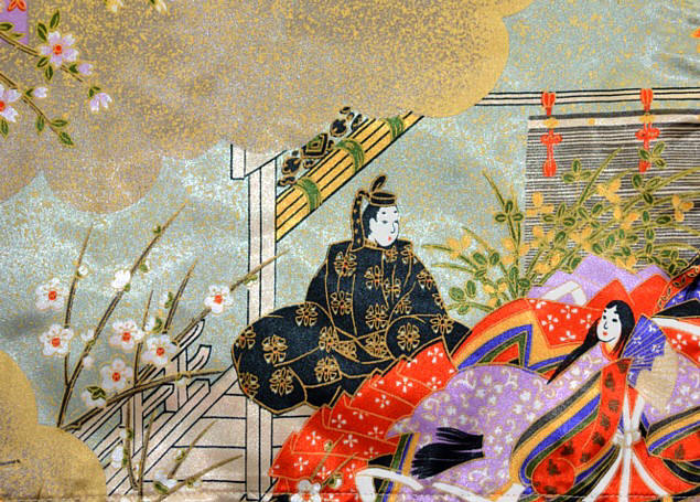 рисунок на ткания японского кимоно 