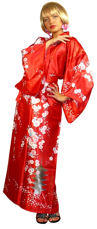 женский халат- кимоно Сакура, сделано в Японии, иск.шелк