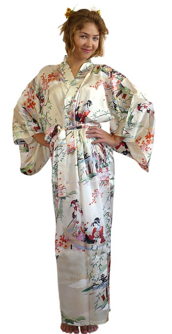 шелковое японское кимоно, кроемовое