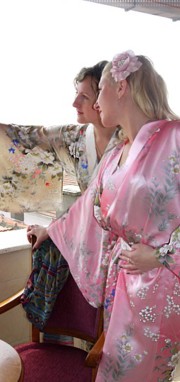 женские халаты кимоно из натурального шелка, сделано в Японии