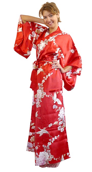 кимоно шелковое, шелковый женский халат в японском стиле