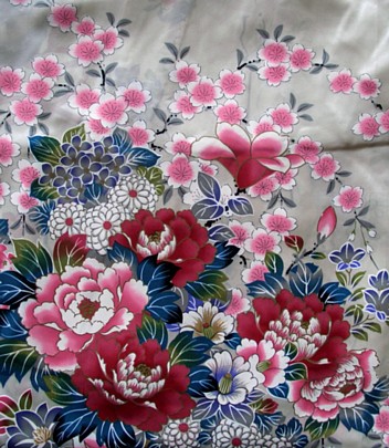 рисунок ткани японского женского шелкового кимоно