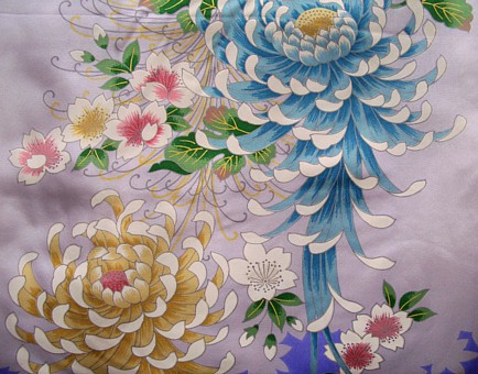 деталь дизайна ткани японского шелкового кимоно НАОМИ