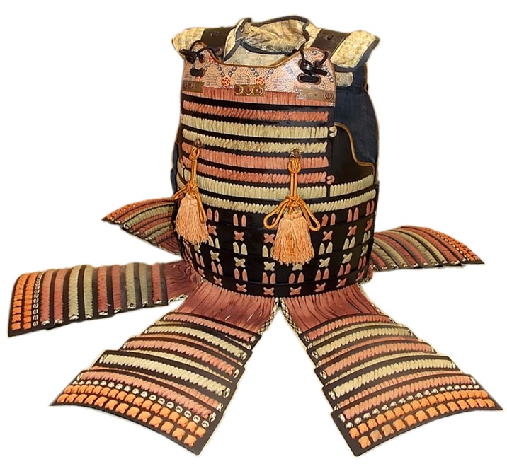 кираса ламеллярного самурайского доспеха - ДО, металл, шелковый шнур, плетение
