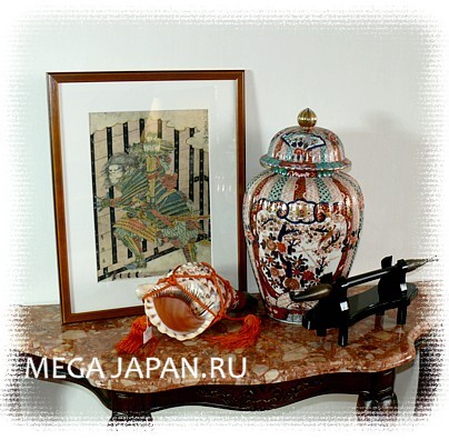 японский антиквариат: ваза эпохи Эдо, курительная трубка, хорагая
